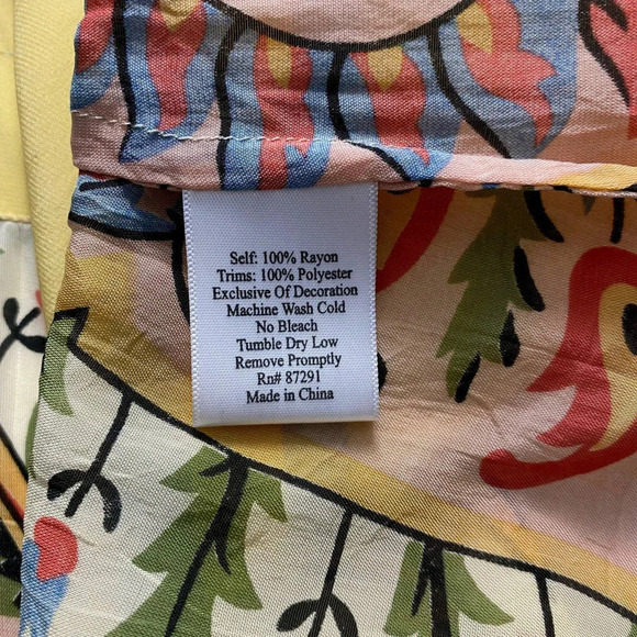 Johnny Was Mistic Paneled & Printed Tunic Top Yellow Floral Size US Small - Picture 11 of 11